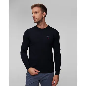 Pánský svetr Pánský Tmavě Modrý Vlněný Svetr Aeronautica Militare 242ma1388l415-17258