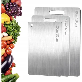 Kuchyňské prkénko Sada prkének na krájení 3 kusy Nerezová Ocel 304 Oboustranná titanová