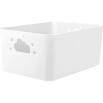 Úložný box ÚLOŽNÝ KOŠÍK Z PLASTU, VÝŠKA 11 CM, 26 X 17,4 CM, BÍLÝ