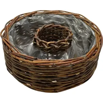 Květináč Proutěný květináč Kruh menší (Menší kruhový proutěný květináč z neloupaného proutí s folií)