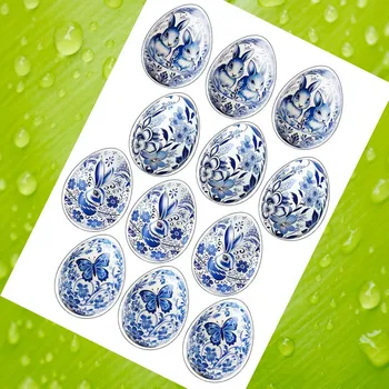 Jedlá dekorace na dort MODRÝ PORCELÁN (7 cm) – 12 ks Fondánový list (NEVYŘEZÁNO)