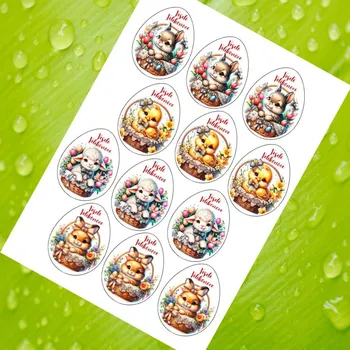 Jedlá dekorace na dort Cukrárna VeHa – Velikonoční – Fondánový List – 12 Ks – Velikonoční Vajíčka (7 Cm)