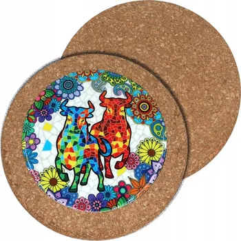 Obraz Keramická podložka Býci 19.5 cm kulatá