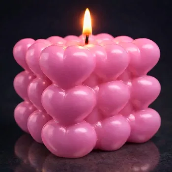 Svíčka Vonná svíčka se srdíčky | 120 g | Svíčkománie3D | Barva: Růžová