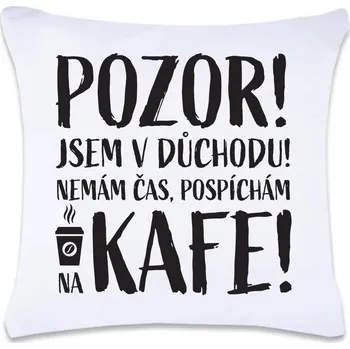 Dekorativní polštářek DOBRÝ TRIKO Polštář s potiskem 40 x 40 cm Důchodce kafe Oboustranný tisk: NE
