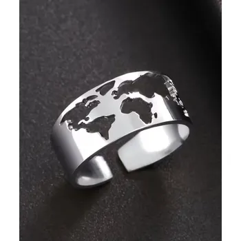 Prsten Prsten mapa světa (ocelový) 2