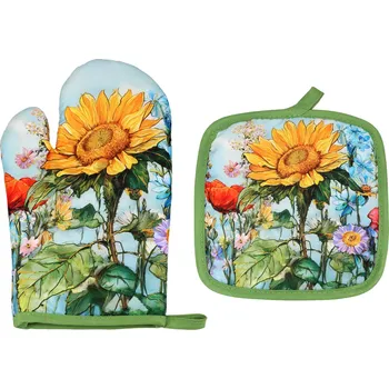 Chňapka Carmani, sada chňapka a kuchyňská rukavice - LAURA LOZANO/Polní květy