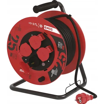 Napájecí kabel EMOS E-10P PRODLUŽOVACÍ KABELOVÝ PRODLUŽOVACÍ KABEL 4 x Schuko 3680W H05RR-F3G 3x1,5mm 25M