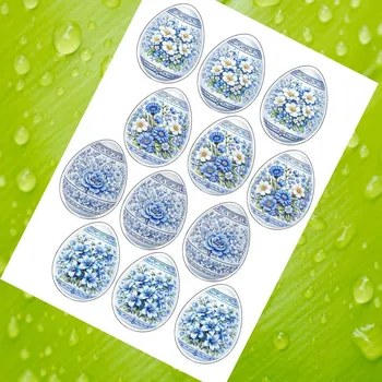 Jedlá dekorace na dort Modrý květinový motiv (7 cm) | 12 ks Fondánový list (NEVYŘEZÁNO)