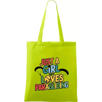 Just a girl who loves paragliding - Taška bavlněná - 42 x 38 cm ( Limetková )