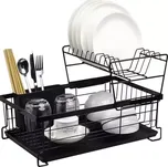 Odkapávač na nádobí - černý - dvoupatrový