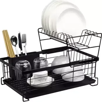 Odkapávač na nádobí Odkapávač na nádobí - černý - dvoupatrový