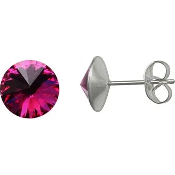 Náušnice NUBIS® Ocelové náušnice Crystals from Swarovski® 6mm, FUCHSIA - NU003-FU