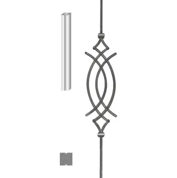 Zábradlí kovaná výplň, tyč T107 - výplň plotu, brány, zábradlí, délka 950 mm, 12 x 12 mm, ornament 570 x 165 mm, 12 x 6 mm, nýtovaný
