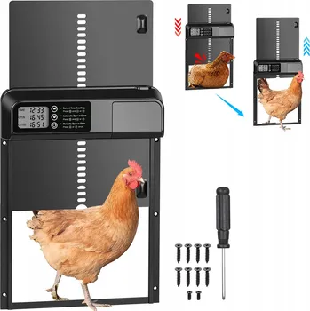 Automatická dvířka do kurníku s časovačem, elektrická klapka, IPX4
