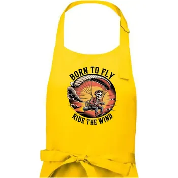 Kuchyňská zástěra Paraglide BORN TO FLY RIDE THE WIN - Dámská zástěra na vaření - Univerzální velikost ( Žlutá )