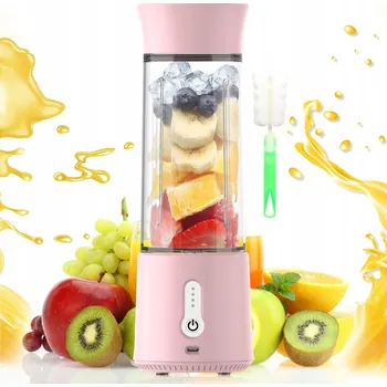 PŘENOSNÝ BEZDRÁTOVÝ MIXÉR NA SMOOTHIE A DŽUSY, SKLENĚNÝ, 500ML, RŮŽOVÝ