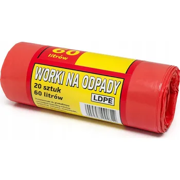 Pytle na odpadky ČERVENÉ UNIVERZÁLNÍ PYTLE NA ODPADKY 60L x 20 KUSŮ 60 cm x 80 cm