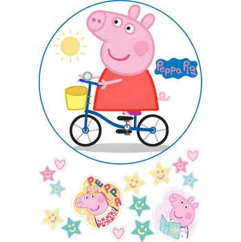 Jedlá dekorace na dort Prasátko Pepina 5 - jedlý papír - Bez úprav / Jedlý papír / Bez decor gelu