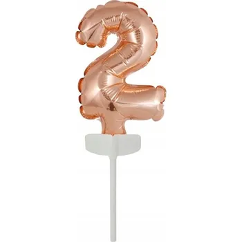 Balónek Fóliový balónek Godan číslice 2, 13 cm, růžovo-zlatý