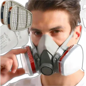 Plynová maska LAKÝRNICKÁ MASKA POLOMASKA OCHRANNÁ PROTIPRACHOVÁ SADA FILTRY + NÁPLNĚ