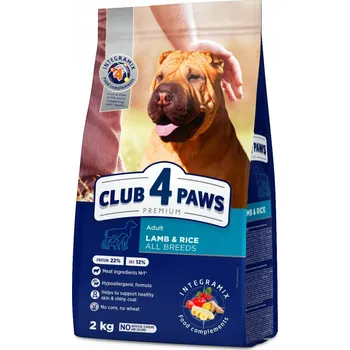 Krmivo pro psa CLUB 4 PAWS Premium suché krmivo pro psy – jehněčí a rýže 2 kg