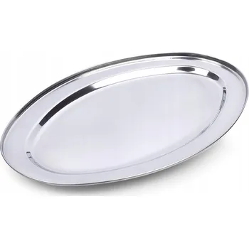 OVÁLNÝ OCELOVÝ SERVÍROVACÍ PODNOS POLMISEK NA UZENINY, RYBY A CHUŤOVKY