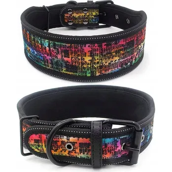 Obojek pro psa ŠIROKÝ REFLEXNÍ OBOJEK PRO PSA NASTAVITELNÝ STYLOVÝ BAREVNÝ VZOR L