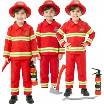 Karnevalový kostým KOSTÝM HASIČE 104 110 KARNEVALOVÝ KOSTÝM HASIČ HELMA HASICÍ PŘÍSTROJ PŘÍSLUŠENSTVÍ