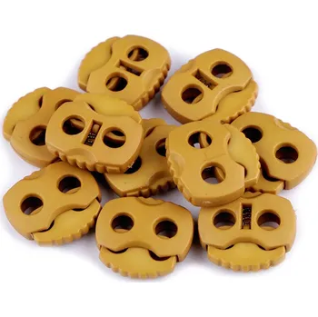 Brzdičky s dvěmi dírkami 20x20 mm, malé, 27 hořčicová tmavá