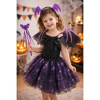 Karnevalový kostým Kostým na Halloween nebo Čarodějnice vel.3-8 let fialový