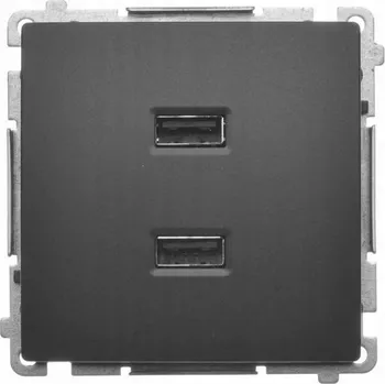 Elektrická zásuvka SIMON BASIC NABÍJEČKA 2 X USB (MODUL), 2,1 A, 5 V DC, 230 V; ČERNÁ