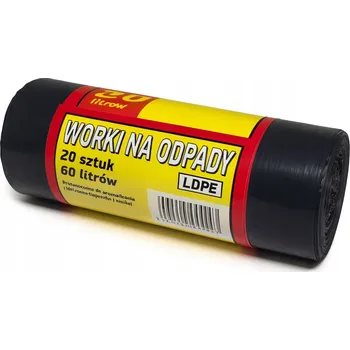 Pytle na odpadky ČERNÉ UNIVERZÁLNÍ PYTLE NA ODPADKY 60L x 20 KUSŮ 60 cm x 80 cm