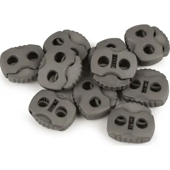 Brzdičky s dvěmi dírkami 20x20 mm, malé, 43 olivově šedá