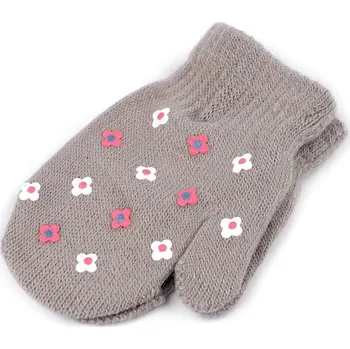 Rukavice Dětské pletené rukavice palčáky, střední, 24 šedá květ