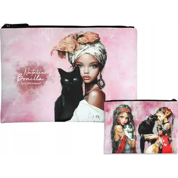 Kosmetická taška Carmani, kosmetická taštička 21x15 cm - N. BONILLA/Kočičí příběhy Kláry a Nely