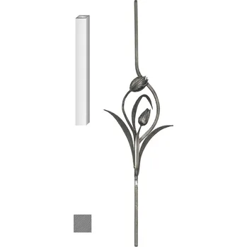 Zábradlí tyč kovaná ozdobná T041 - tyčová výplň s ornamentem 950 x 250 mm, profil 12 x 12 mm, hladký