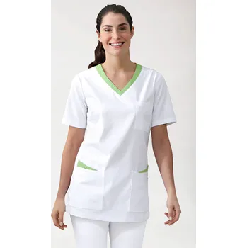 Dámská tunika Lékařská zasouvací tunika CLINIC STRETCH pro ženy bílá/ zeleň Velikost 50