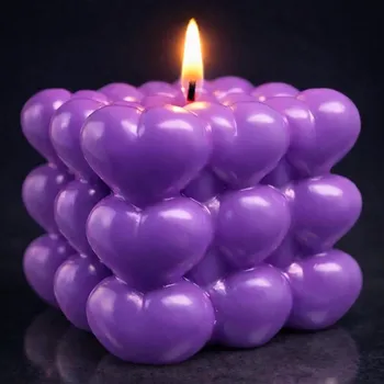 Svíčka Vonná svíčka se srdíčky | 120 g | Svíčkománie3D | Barva: Fialová