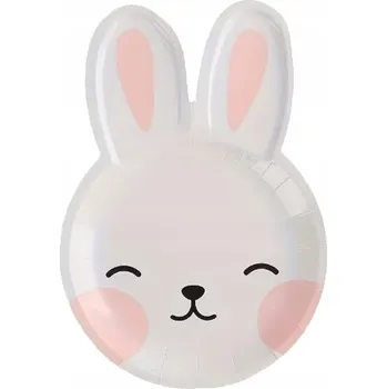 Party nádobí Papírové talířky Na Jedno Použití s motivem králíček, růžové, 18 cm - 6 Ks na oslavu