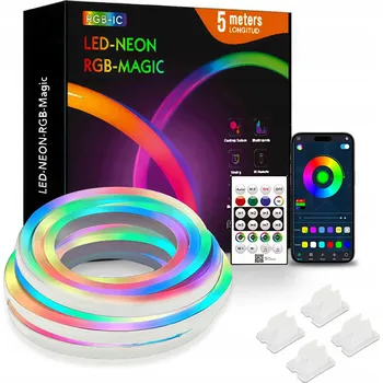 LED páska LED Neonová Páska RGBIC 5m RGB Magic, Ovládání Aplikací dálkový ovladač, Režim Hudby, Chytrá