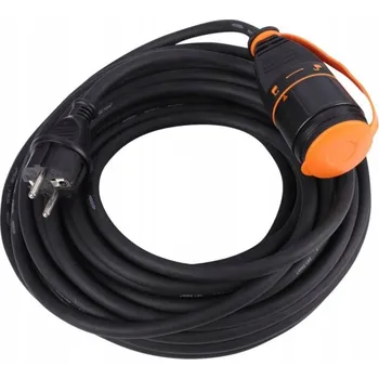 Napájecí kabel Prodlužovací gumový kabel ETM 53.501.20, uzamykatelná zásuvka, H07RN-F, černý, 15 m