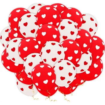 Balónek LATEXOVÉ BALÓNKY SADA SRDCE BÍLÉ ČERVENÉ MIX VALENTÝN 20 KS W01