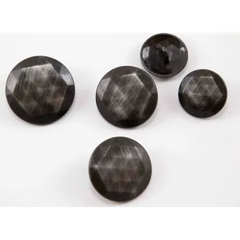 Knoflík Luxusní kovový knoflík - s lomeným šestiúhelníkem - matný - starostříbrný - průměr 2,26 cm