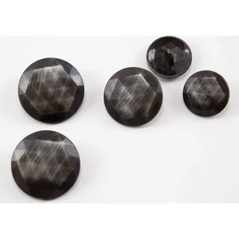 Knoflík Luxusní kovový knoflík - s lomeným šestiúhelníkem - matný - starostříbrný - průměr 2,5 cm