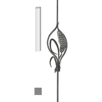 Zábradlí tyč kovaná ozdobná T045 - tyčová výplň s ornamentem 950 x 195 mm, profil 12 x 12 mm, hladký