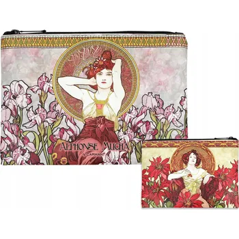 Kosmetická taška Carmani, kosmetická taštička 21x15 cm - Alfons Mucha/Ametyst, Rubín