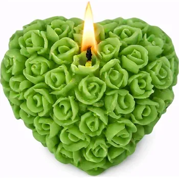 Svíčka Vonná svíčka Růžičkové srdíčko | 25 g | Svíčkománie3D | Barva: Zelená