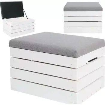 Obývací pokoj Dřevěný taburet – puf truhla s úložným prostorem