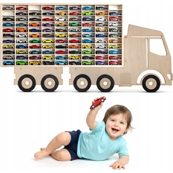 regál Police na autíčka sklejkowo Tir 78x4,2x40 cm, 80 míst, přírodní